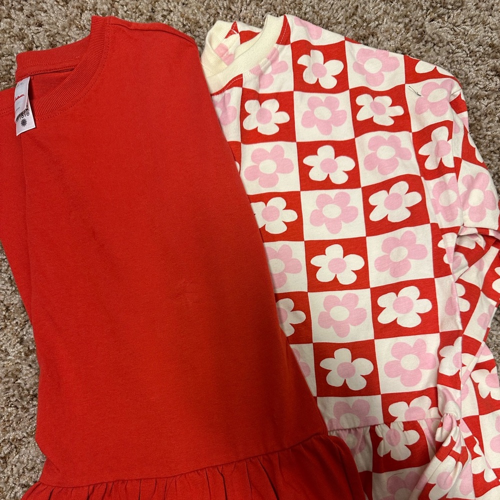 Red and Pink Floral Peplum Long Sleeve
